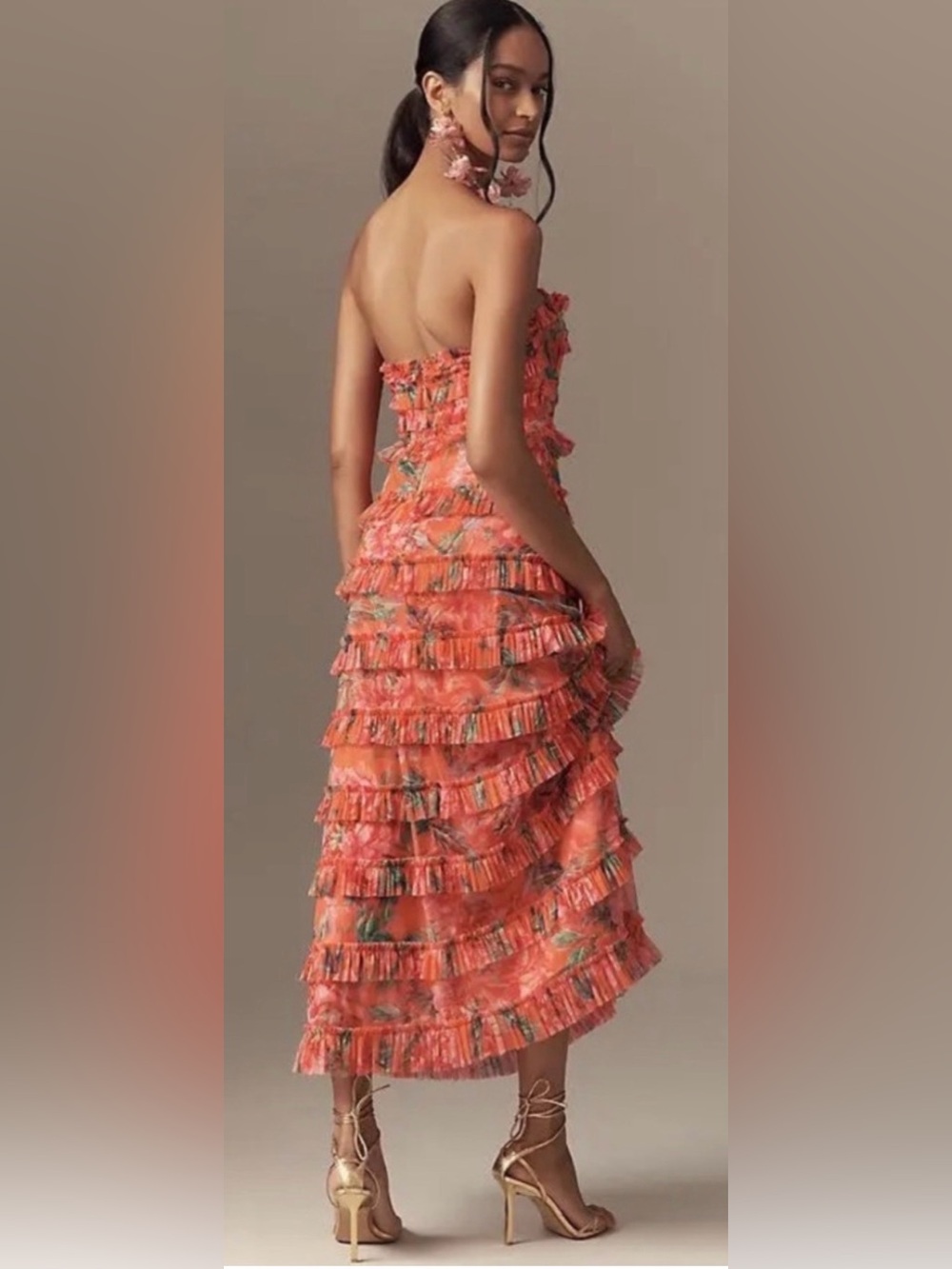 Mac Duggal Micro Ruffle Maxi Dress Sz 12